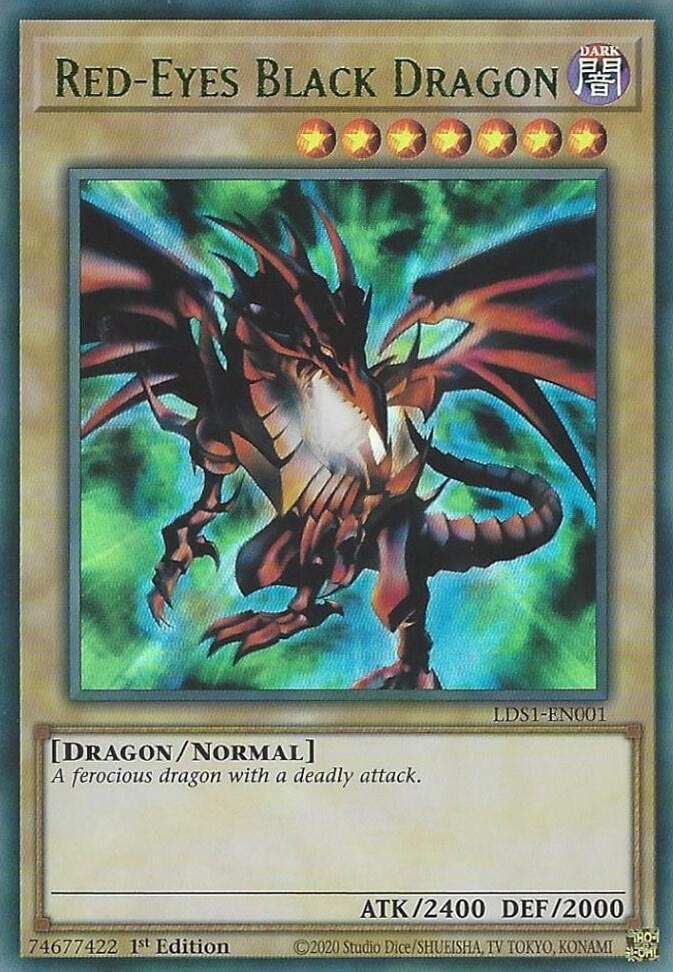 Red-Eyes Black Dragon (Green) LDS1-EN001 card from Legendary Duelists: Season 1