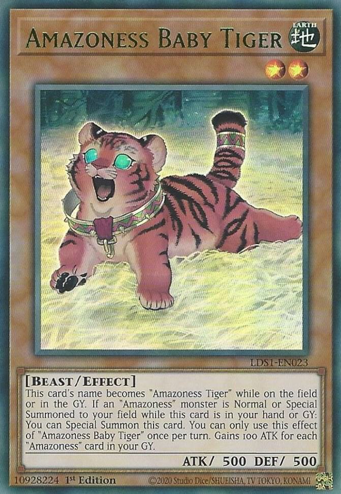 Amazoness Baby Tiger (Green) LDS1-EN023 card from Legendary Duelists: Season 1