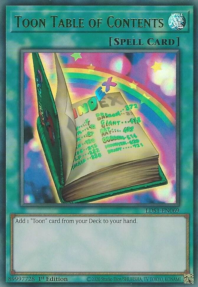 Toon Table of Contents (Green) LDS1-EN069 card from Legendary Duelists: Season 1