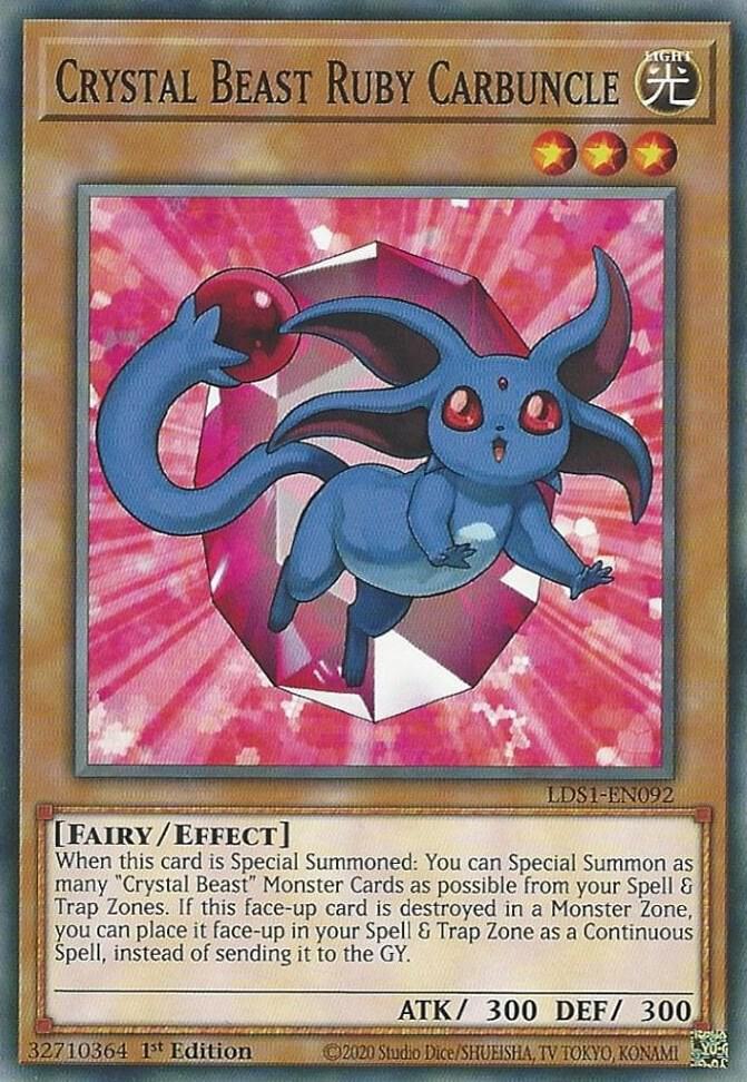 Crystal Beast Ruby Carbuncle LDS1-EN092 card from Legendary Duelists: Season 1