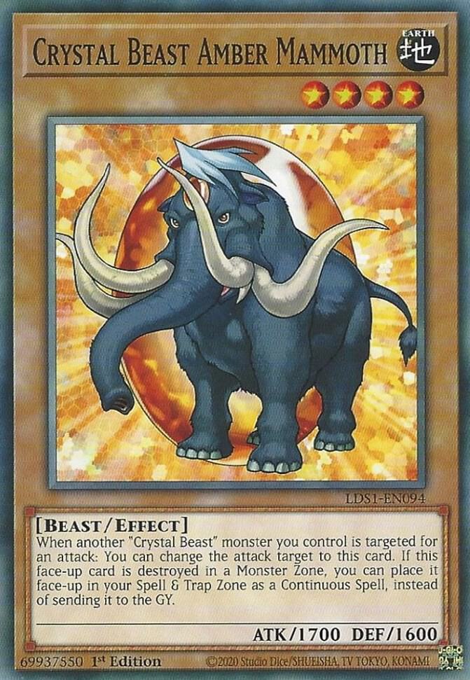 Crystal Beast Amber Mammoth LDS1-EN094 card from Legendary Duelists: Season 1