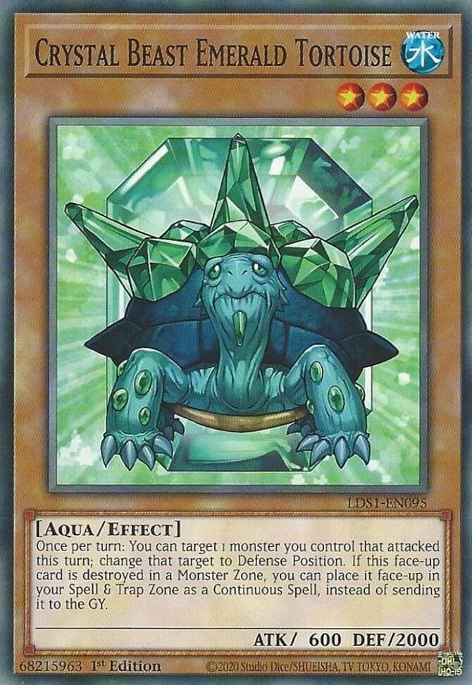 Crystal Beast Emerald Tortoise LDS1-EN095 card from Legendary Duelists: Season 1