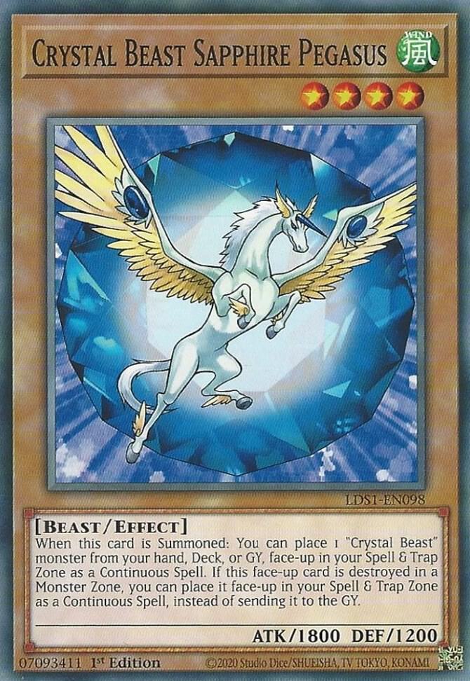 Crystal Beast Sapphire Pegasus LDS1-EN098 card from Legendary Duelists: Season 1