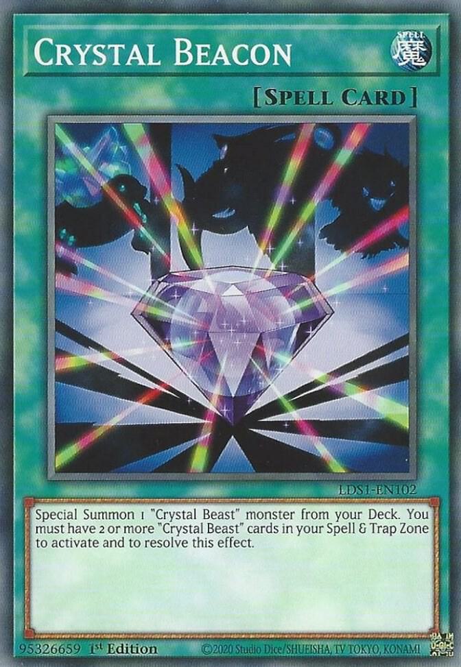 Crystal Beacon LDS1-EN102 card from Legendary Duelists: Season 1