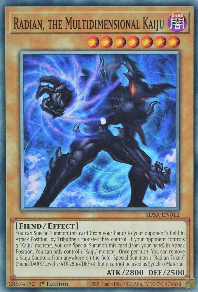 Radian, the Multidimensional Kaiju SDSA-EN012 card from Structure Deck: Sacred Beasts