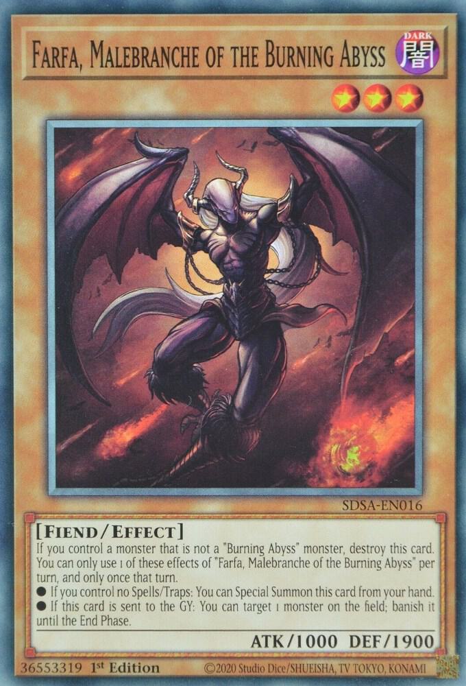 Farfa, Malebranche of the Burning Abyss SDSA-EN016 card from Structure Deck: Sacred Beasts