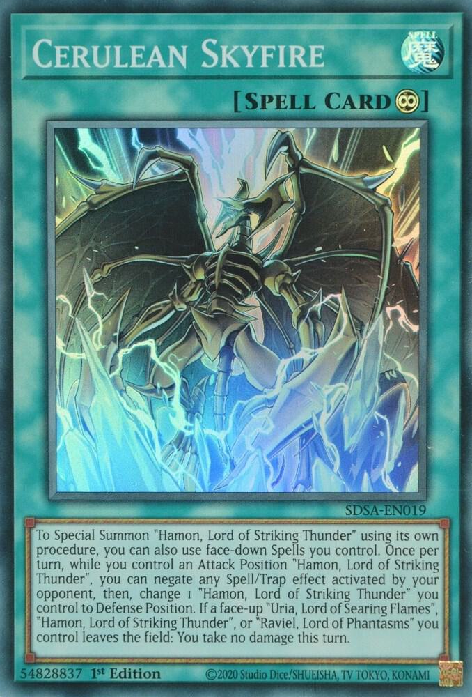 Cerulean Skyfire SDSA-EN019 card from Structure Deck: Sacred Beasts
