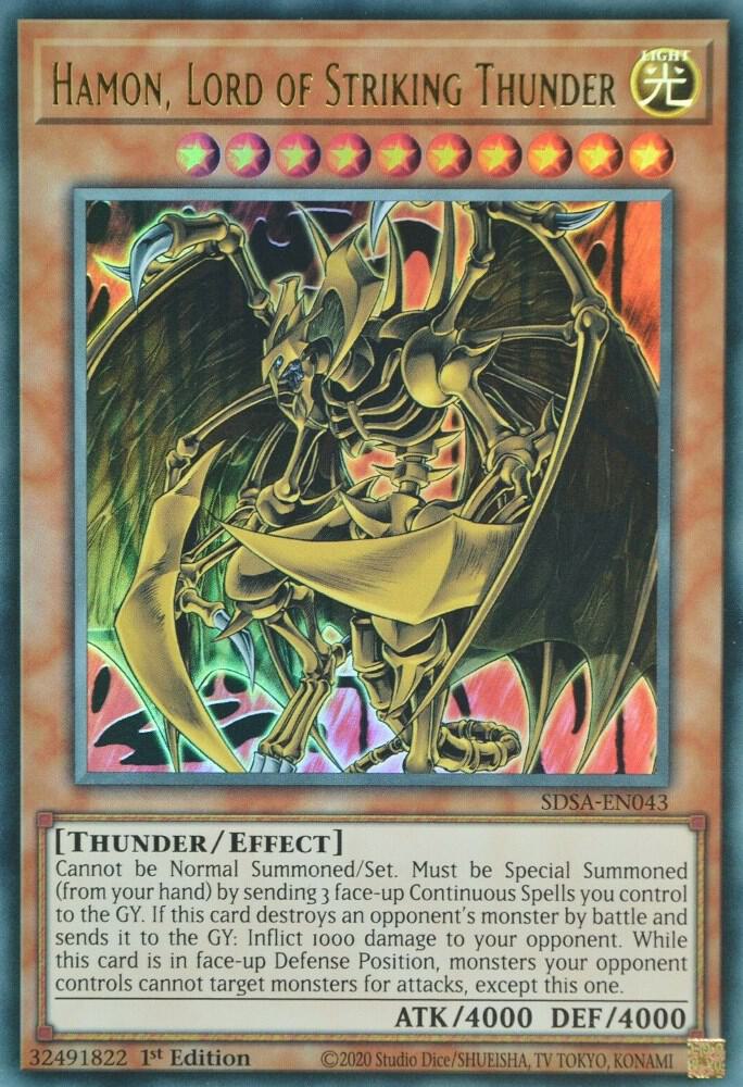 Hamon, Lord of Striking Thunder SDSA-EN043 card from Structure Deck: Sacred Beasts