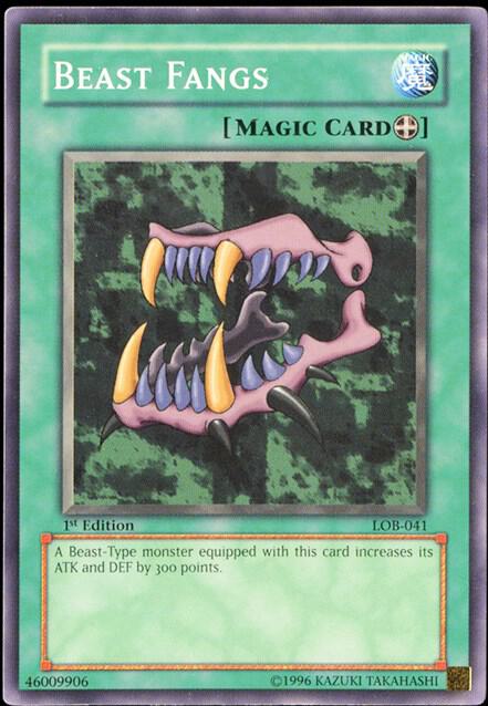 Beast Fangs LOB-041 card from The Legend of Blue Eyes White Dragon