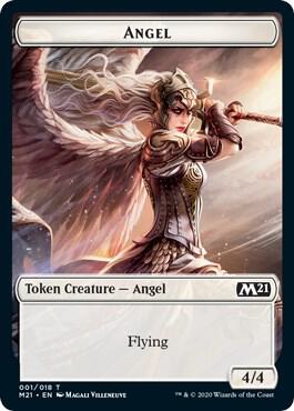 Angel // Saproling Double-Sided Token 1 // 12 card from Core Set 2021