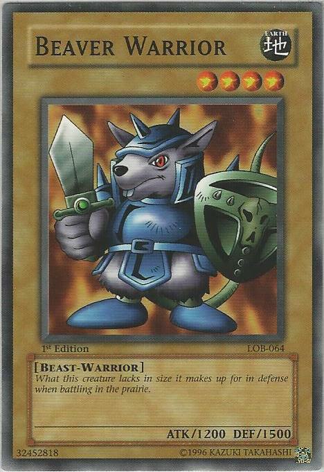 Beaver Warrior LOB-064 card from The Legend of Blue Eyes White Dragon