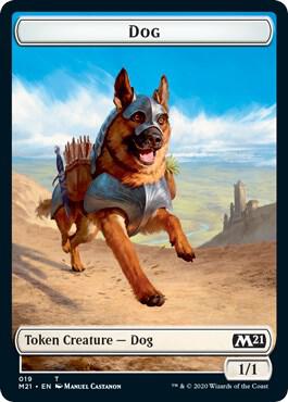 Dog // Saproling Double-Sided Token 19 // 12 card from Core Set 2021