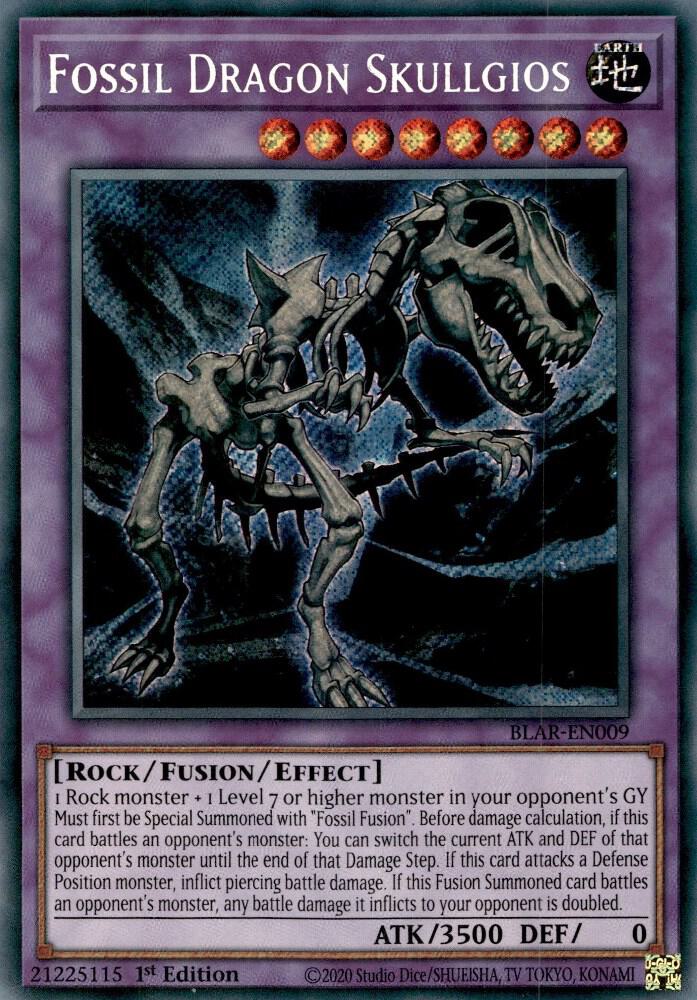 Fossil Dragon Skullgios BLAR-EN009 card from Battles of Legend: Armageddon