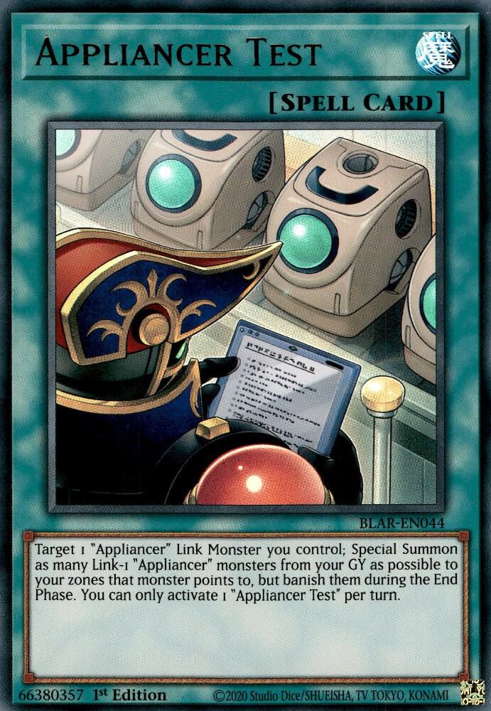 Appliancer Test BLAR-EN044 card from Battles of Legend: Armageddon