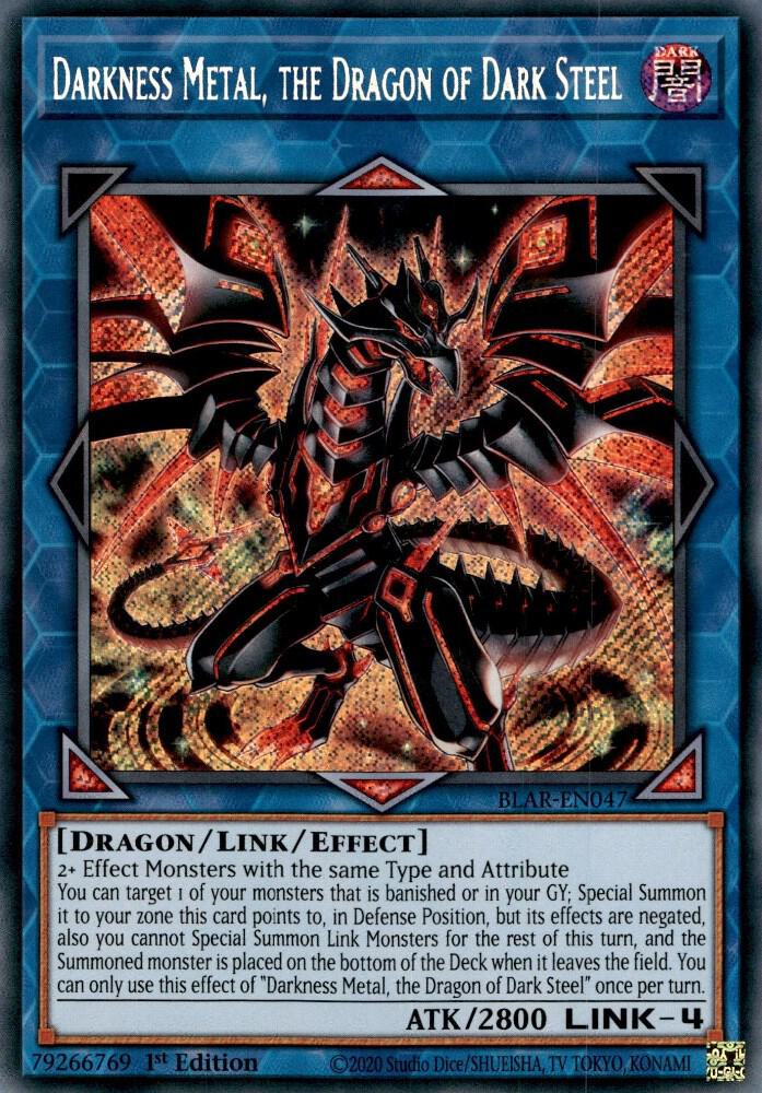 Darkness Metal, the Dragon of Dark Steel BLAR-EN047 card from Battles of Legend: Armageddon