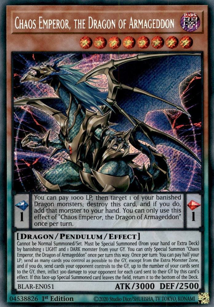 Chaos Emperor, the Dragon of Armageddon BLAR-EN051 card from Battles of Legend: Armageddon