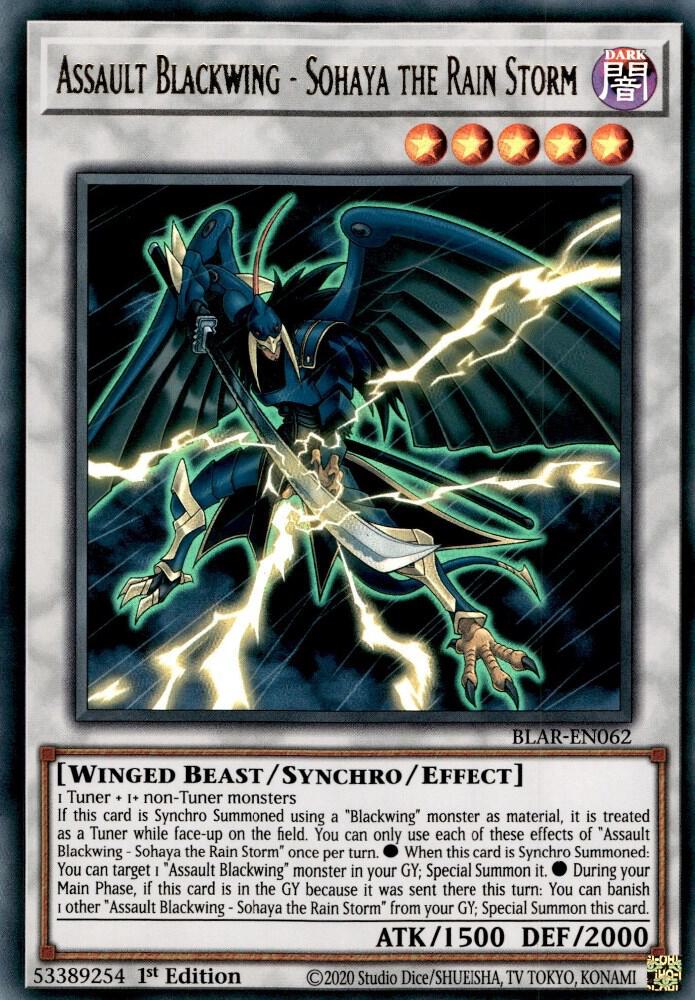 Assault Blackwing - Sohaya the Rain Storm BLAR-EN062 card from Battles of Legend: Armageddon