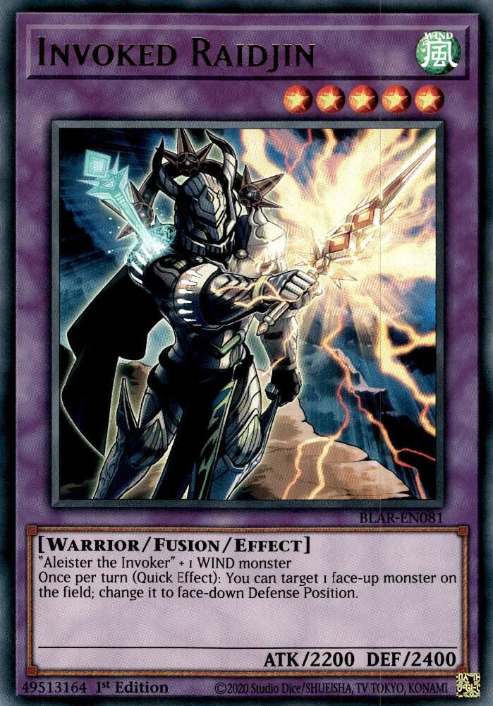 Invoked Raidjin BLAR-EN081 card from Battles of Legend: Armageddon