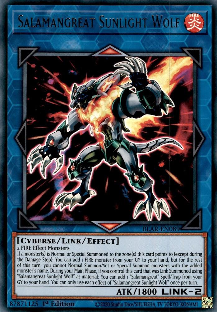 Salamangreat Sunlight Wolf BLAR-EN089 card from Battles of Legend: Armageddon