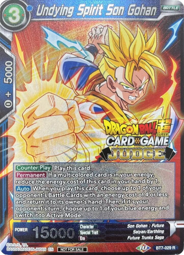 Undying Spirit Son Gohan BT7-029 card from Judge Promotion Cards