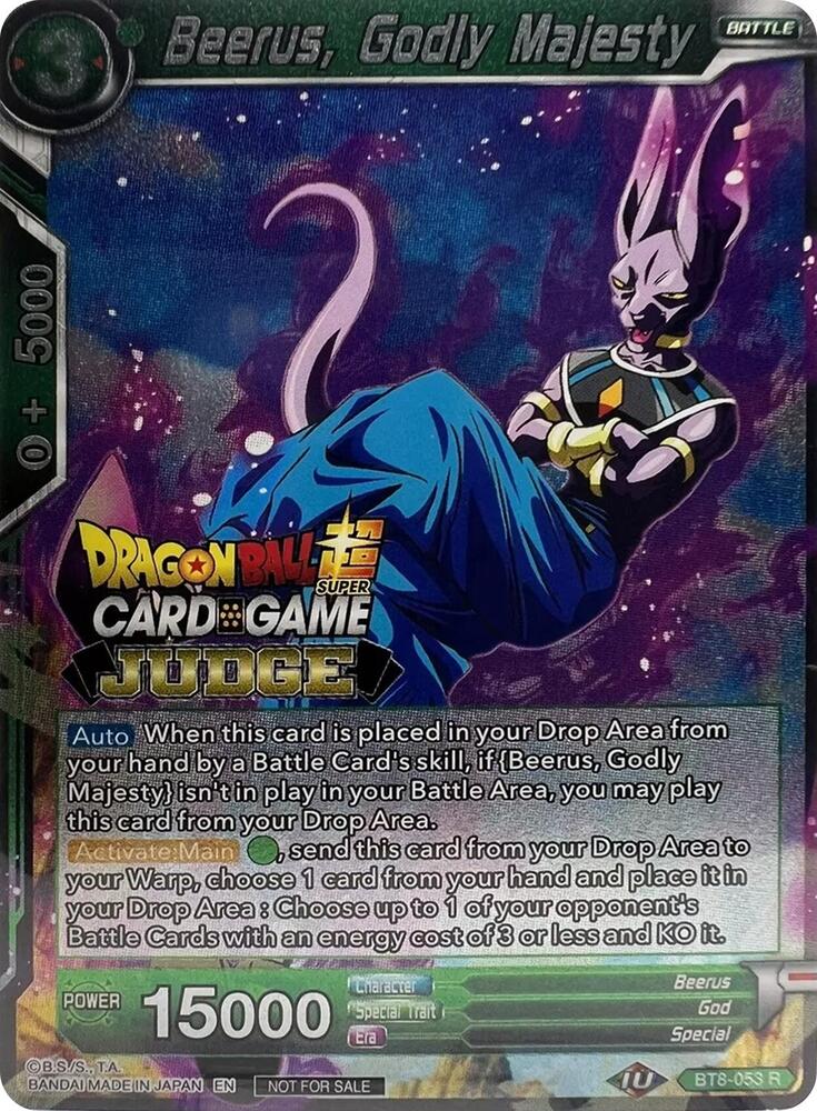 Beerus, Godly Majesty BT8-053 card from Judge Promotion Cards