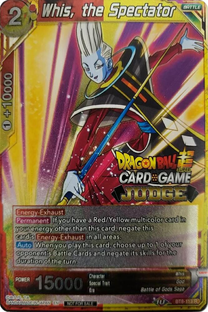 Whis, the Spectator BT8-113 card from Judge Promotion Cards