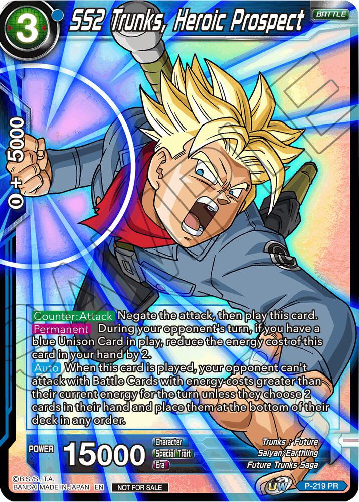 SS2 Trunks, Heroic Prospect (Alternate Art) P-219 card from Promotion Cards