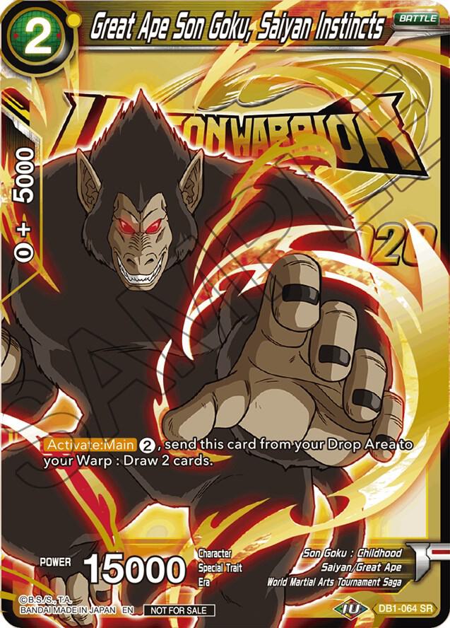 Great Ape Son Goku, Saiyan Instincts DB1-064 card from Tournament Promotion Cards