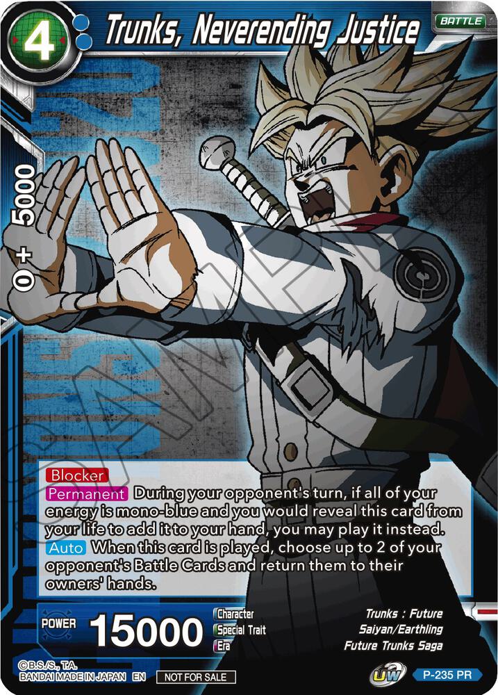 Trunks, Neverending Justice P-235 card from Promotion Cards