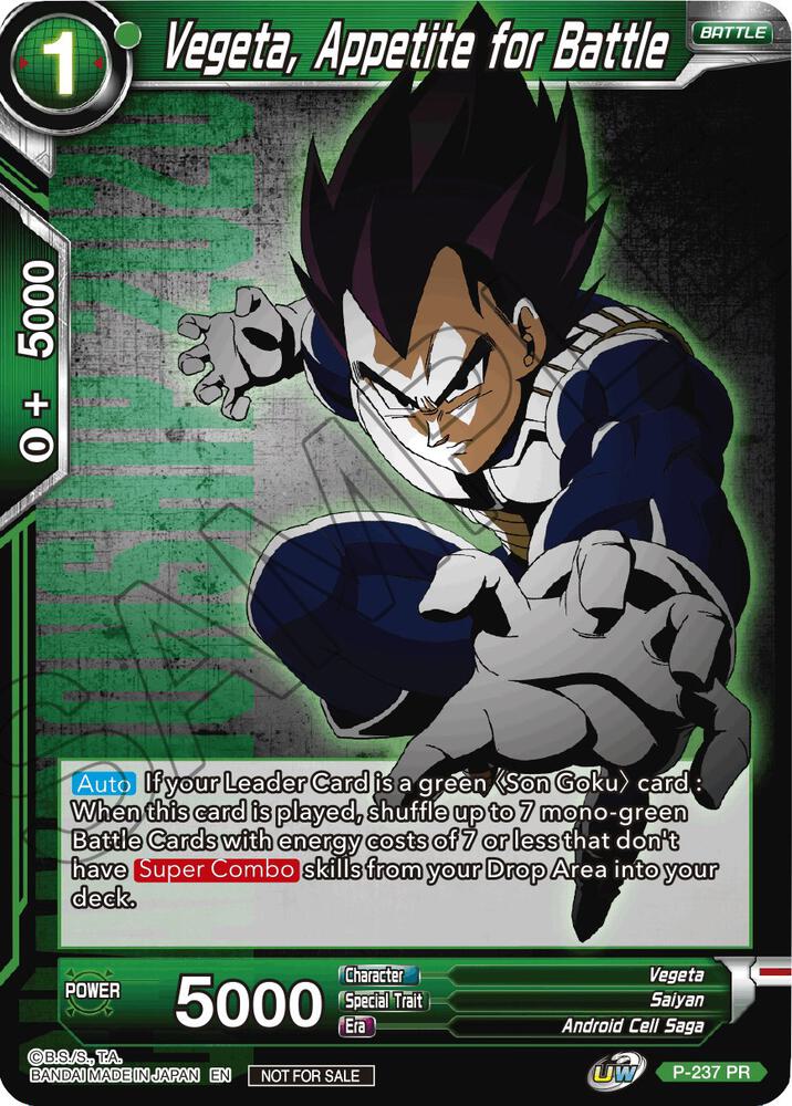 Vegeta, Appetite for Battle P-237 card from Promotion Cards