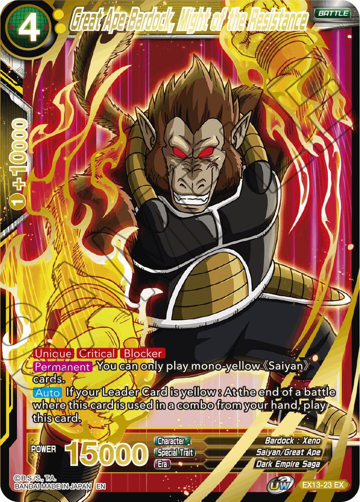 Great Ape Bardock, Might of the Resistance EX13-23 card from Special Anniversary Set 2020