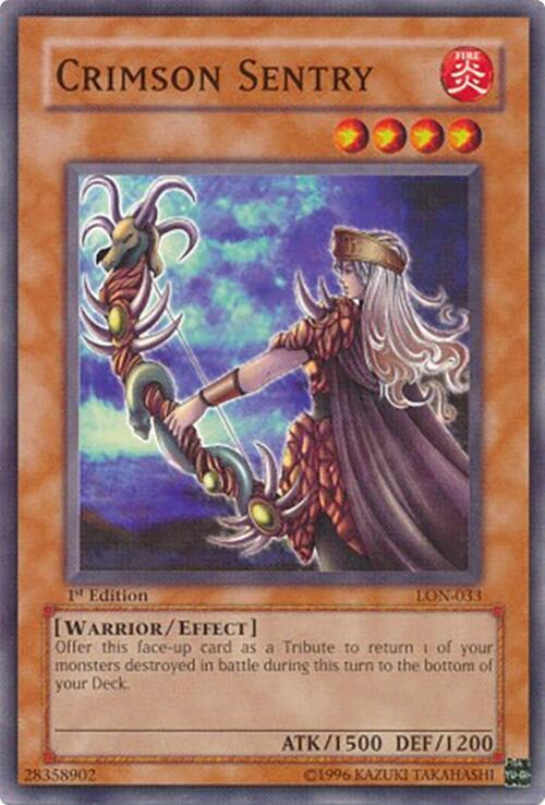 Crimson Sentry LON-033 card from Labyrinth of Nightmare