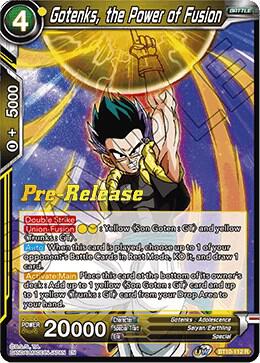 Gotenks, the Power of Fusion BT10-112 card from Rise of the Unison Warrior Pre-Release Cards