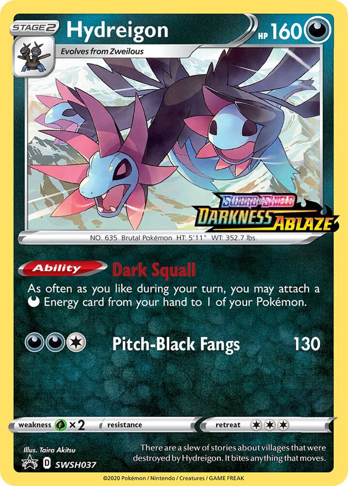 Hydreigon (Prerelease) SWSH037 card from SWSH: Sword & Shield Promo Cards