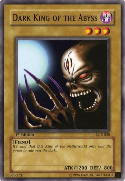 Dark King of the Abyss LOB-020 card from The Legend of Blue Eyes White Dragon