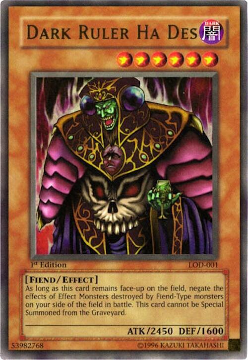 Dark Ruler Ha Des LOD-001 card from Legacy of Darkness