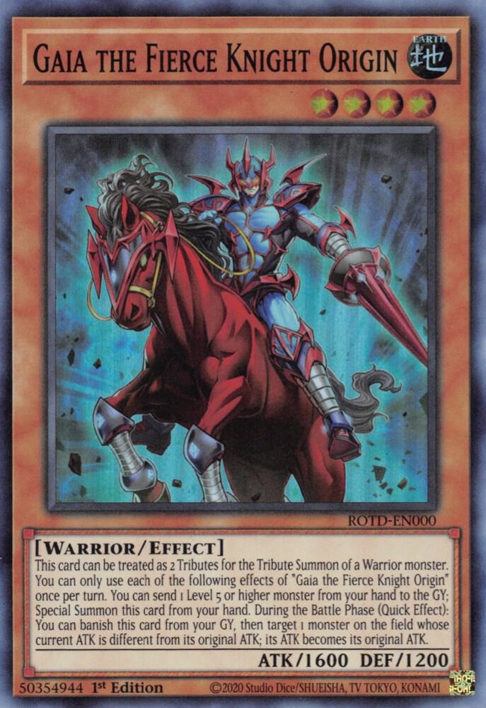 Gaia the Fierce Knight Origin ROTD-EN000 card from Rise of the Duelist