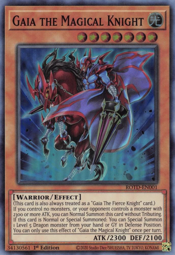 Gaia the Magical Knight ROTD-EN001 card from Rise of the Duelist