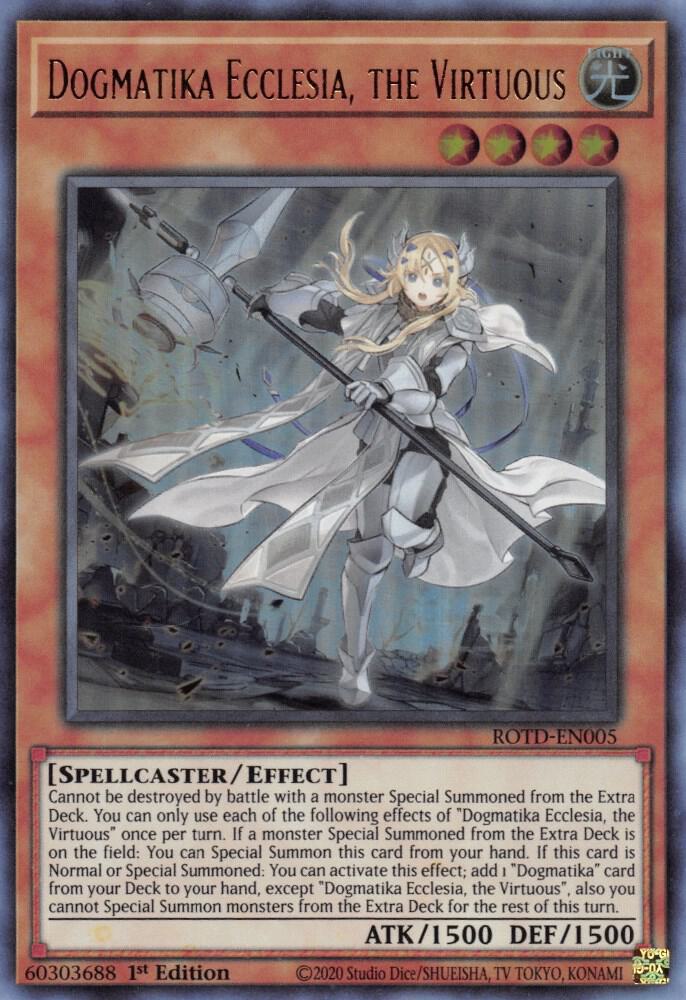 Dogmatika Ecclesia, the Virtuous ROTD-EN005 card from Rise of the Duelist