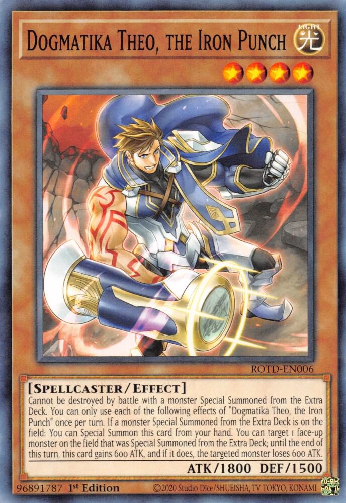 Dogmatika Theo, the Iron Punch ROTD-EN006 card from Rise of the Duelist