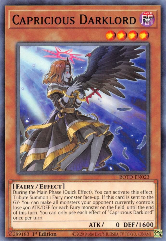 Capricious Darklord ROTD-EN023 card from Rise of the Duelist