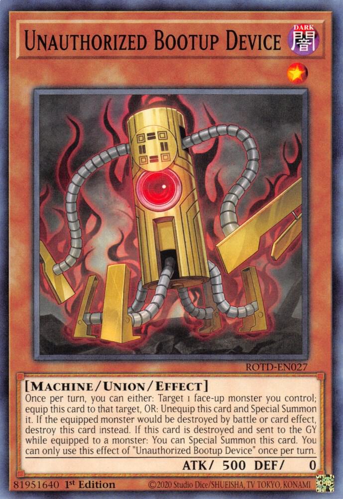 Unauthorized Bootup Device ROTD-EN027 card from Rise of the Duelist