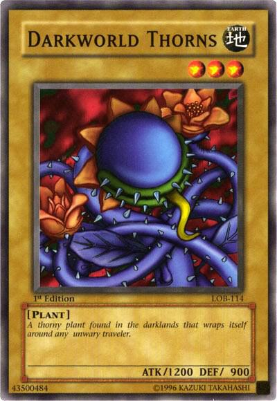 Darkworld Thorns LOB-114 card from The Legend of Blue Eyes White Dragon