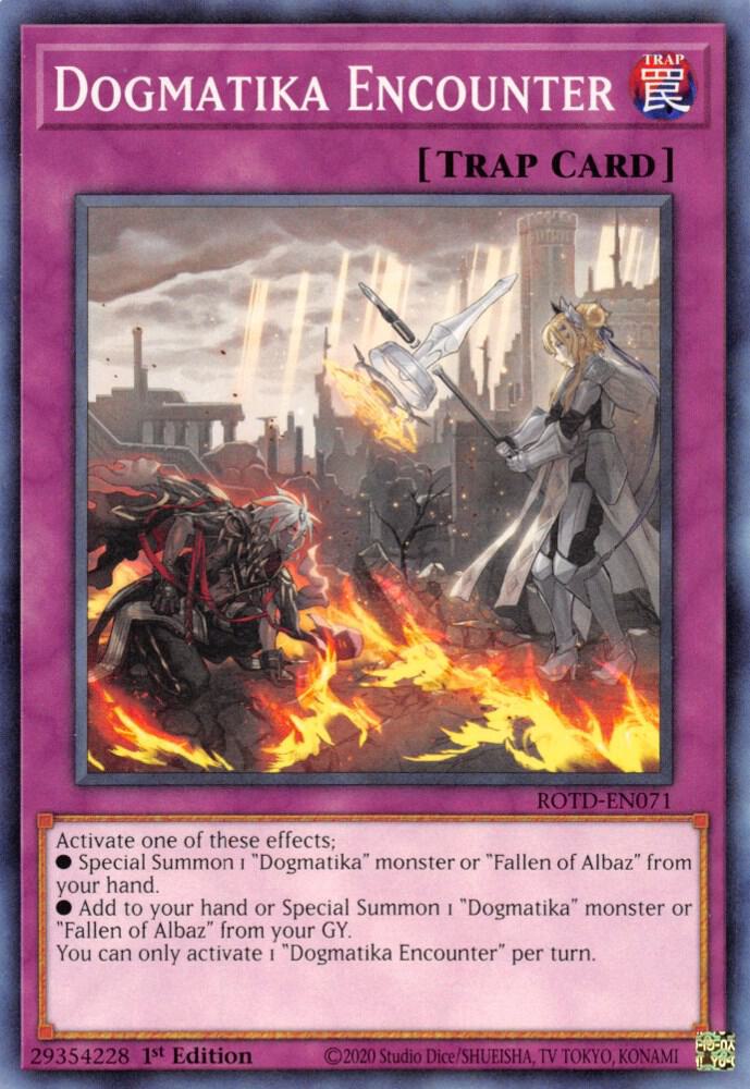 Dogmatika Encounter ROTD-EN071 card from Rise of the Duelist