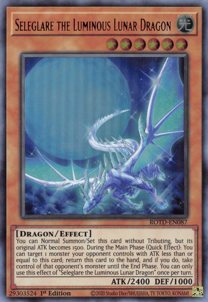 Seleglare the Luminous Lunar Dragon ROTD-EN087 card from Rise of the Duelist