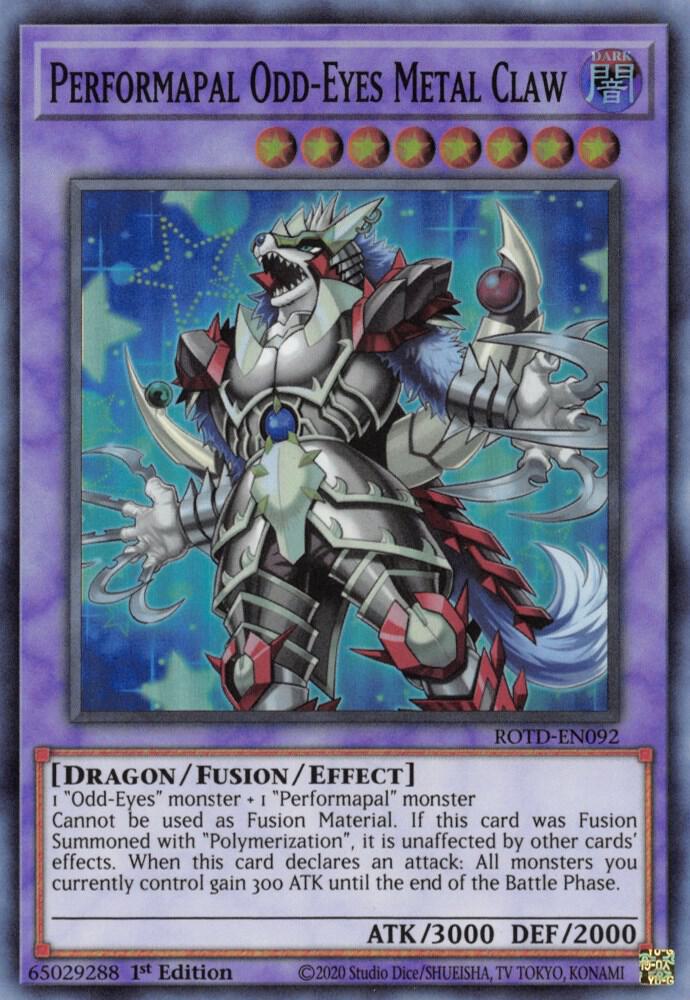 Performapal Odd-Eyes Metal Claw ROTD-EN092 card from Rise of the Duelist