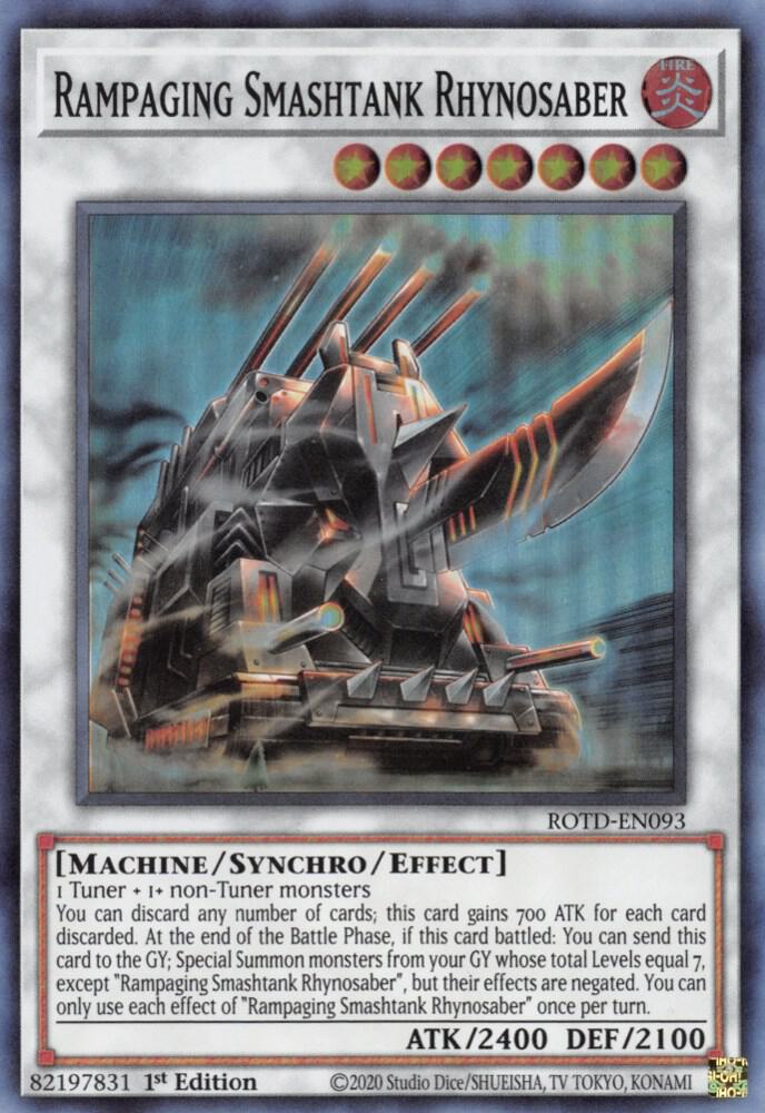 Rampaging Smashtank Rhynosaber ROTD-EN093 card from Rise of the Duelist