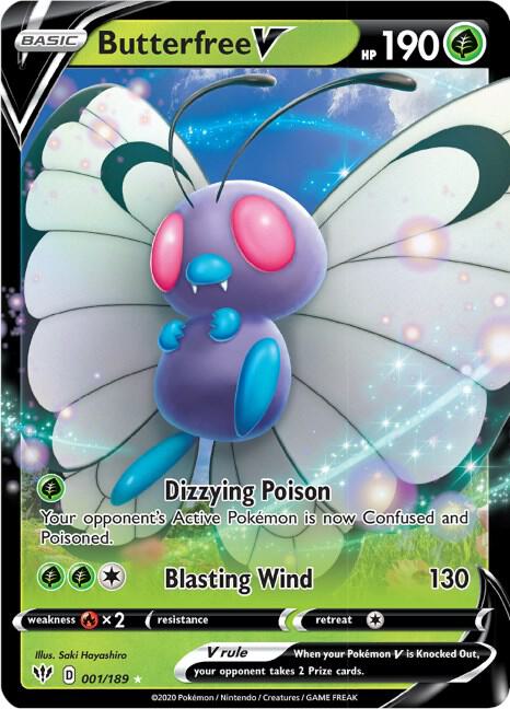 Butterfree V 001/189 card from SWSH03: Darkness Ablaze