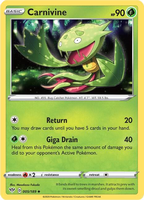 Carnivine 005/189 card from SWSH03: Darkness Ablaze