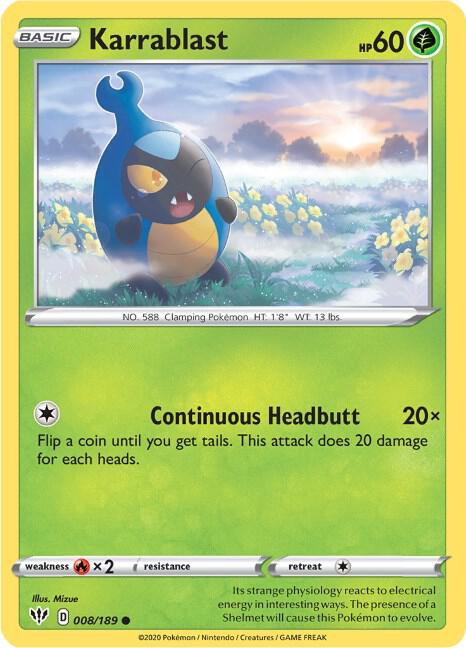 Karrablast 008/189 card from SWSH03: Darkness Ablaze